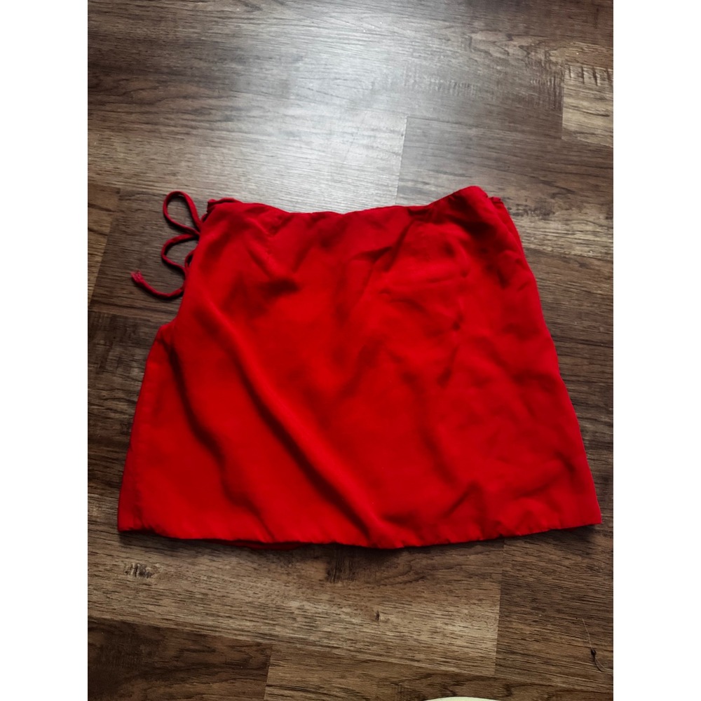 GB Gianni Bini Red Wrap Mini Skirt Side Tie Tulip Hem Solid Red Women Small